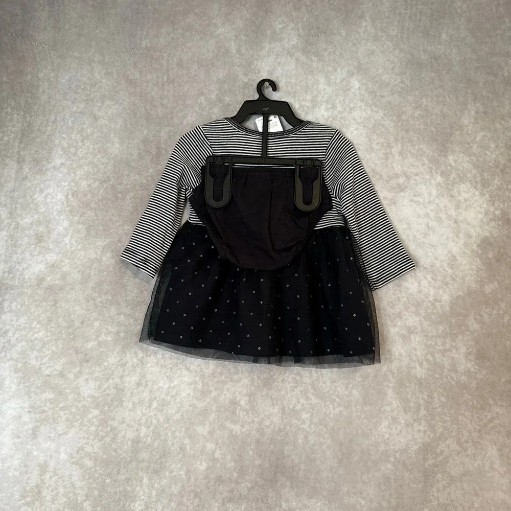 NWT‎ Carters Black Cat Halloween Tulle Dress Size 0-3 Months Stripes Polka Dot